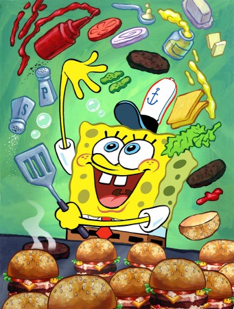 Bob Esponja haciendo cangreburgers